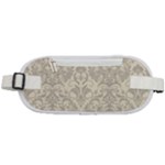 Retro Texture With Ornaments, Vintage Beige Background Rounded Waist Pouch