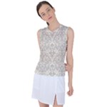 Retro Texture With Ornaments, Vintage Beige Background Women s Sleeveless Sports Top