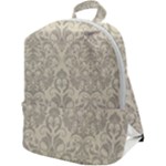 Retro Texture With Ornaments, Vintage Beige Background Zip Up Backpack