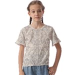 Retro Texture With Ornaments, Vintage Beige Background Kids  Cuff Sleeve Scrunch Bottom T-Shirt