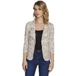 Retro Texture With Ornaments, Vintage Beige Background Women s One-Button 3/4 Sleeve Short Jacket