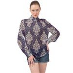Vintage Texture, Floral Retro Background, Patterns, High Neck Long Sleeve Chiffon Top
