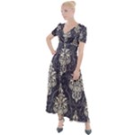 Vintage Texture, Floral Retro Background, Patterns, Button Up Short Sleeve Maxi Dress