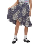 Vintage Texture, Floral Retro Background, Patterns, Kids  Ruffle Flared Wrap Midi Skirt