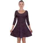 Black Leather Texture Leather Textures, Brown Leather Line Quarter Sleeve Skater Dress