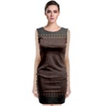 Black Leather Texture Leather Textures, Brown Leather Line Classic Sleeveless Midi Dress