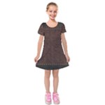 Black Leather Texture Leather Textures, Brown Leather Line Kids  Short Sleeve Velvet Dress