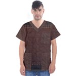 Black Leather Texture Leather Textures, Brown Leather Line Men s V-Neck Scrub Top