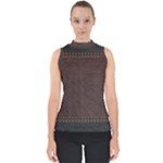 Black Leather Texture Leather Textures, Brown Leather Line Mock Neck Shell Top
