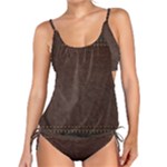 Black Leather Texture Leather Textures, Brown Leather Line Tankini Set