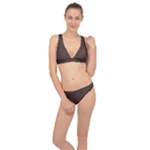 Black Leather Texture Leather Textures, Brown Leather Line Classic Banded Bikini Set 