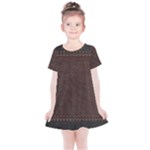 Black Leather Texture Leather Textures, Brown Leather Line Kids  Simple Cotton Dress