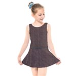 Black Leather Texture Leather Textures, Brown Leather Line Kids  Skater Dress Swimsuit