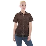 Black Leather Texture Leather Textures, Brown Leather Line Women s Short Sleeve Pocket Shirt