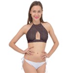Black Leather Texture Leather Textures, Brown Leather Line Cross Front Halter Bikini Top