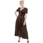 Black Leather Texture Leather Textures, Brown Leather Line Button Up Short Sleeve Maxi Dress