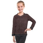 Black Leather Texture Leather Textures, Brown Leather Line Kids  Long Mesh T-Shirt