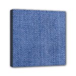 Blue Denim Texture Macro, Blue Denim Background, Jeans Background, Jeans Textures, Fabric Background Mini Canvas 6  x 6  (Stretched)