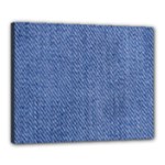 Blue Denim Texture Macro, Blue Denim Background, Jeans Background, Jeans Textures, Fabric Background Canvas 20  x 16  (Stretched)