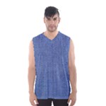 Blue Denim Texture Macro, Blue Denim Background, Jeans Background, Jeans Textures, Fabric Background Men s Basketball Tank Top