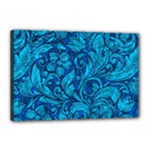 Blue Floral Pattern Texture, Floral Ornaments Texture Canvas 18  x 12  (Stretched)