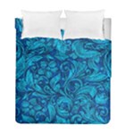 Blue Floral Pattern Texture, Floral Ornaments Texture Duvet Cover Double Side (Full/ Double Size)