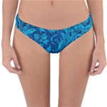 Blue Floral Pattern Texture, Floral Ornaments Texture Reversible Hipster Bikini Bottoms