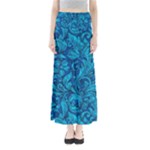Blue Floral Pattern Texture, Floral Ornaments Texture Full Length Maxi Skirt