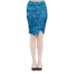 Blue Floral Pattern Texture, Floral Ornaments Texture Midi Wrap Pencil Skirt