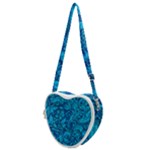 Blue Floral Pattern Texture, Floral Ornaments Texture Heart Shoulder Bag