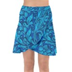 Blue Floral Pattern Texture, Floral Ornaments Texture Wrap Front Skirt