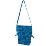 Blue Floral Pattern Texture, Floral Ornaments Texture Folding Shoulder Bag