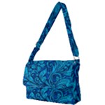 Blue Floral Pattern Texture, Floral Ornaments Texture Full Print Messenger Bag (S)