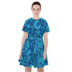 Blue Floral Pattern Texture, Floral Ornaments Texture Sailor Dress
