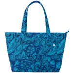 Blue Floral Pattern Texture, Floral Ornaments Texture Back Pocket Shoulder Bag 