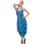 Blue Floral Pattern Texture, Floral Ornaments Texture Layered Bottom Dress
