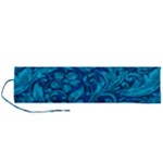 Blue Floral Pattern Texture, Floral Ornaments Texture Roll Up Canvas Pencil Holder (L)