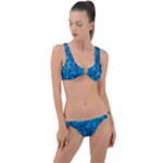 Blue Floral Pattern Texture, Floral Ornaments Texture Ring Detail Crop Bikini Set