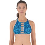 Blue Floral Pattern Texture, Floral Ornaments Texture Perfectly Cut Out Bikini Top