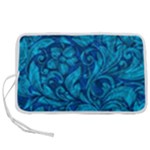 Blue Floral Pattern Texture, Floral Ornaments Texture Pen Storage Case (M)