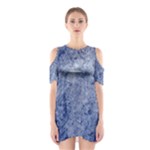 Blue Grunge Texture, Wall Texture, Blue Retro Background Shoulder Cutout One Piece Dress