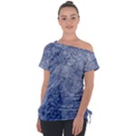 Blue Grunge Texture, Wall Texture, Blue Retro Background Off Shoulder Tie-Up T-Shirt