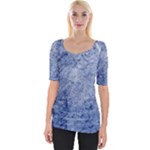 Blue Grunge Texture, Wall Texture, Blue Retro Background Wide Neckline T-Shirt