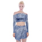 Blue Grunge Texture, Wall Texture, Blue Retro Background Off Shoulder Top with Mini Skirt Set