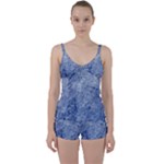 Blue Grunge Texture, Wall Texture, Blue Retro Background Tie Front Two Piece Tankini