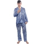 Blue Grunge Texture, Wall Texture, Blue Retro Background Men s Long Sleeve Satin Pajamas Set