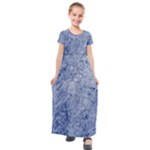 Blue Grunge Texture, Wall Texture, Blue Retro Background Kids  Short Sleeve Maxi Dress