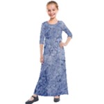 Blue Grunge Texture, Wall Texture, Blue Retro Background Kids  Quarter Sleeve Maxi Dress