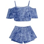Blue Grunge Texture, Wall Texture, Blue Retro Background Kids  Off Shoulder Skirt Bikini