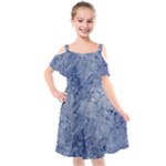 Blue Grunge Texture, Wall Texture, Blue Retro Background Kids  Cut Out Shoulders Chiffon Dress
